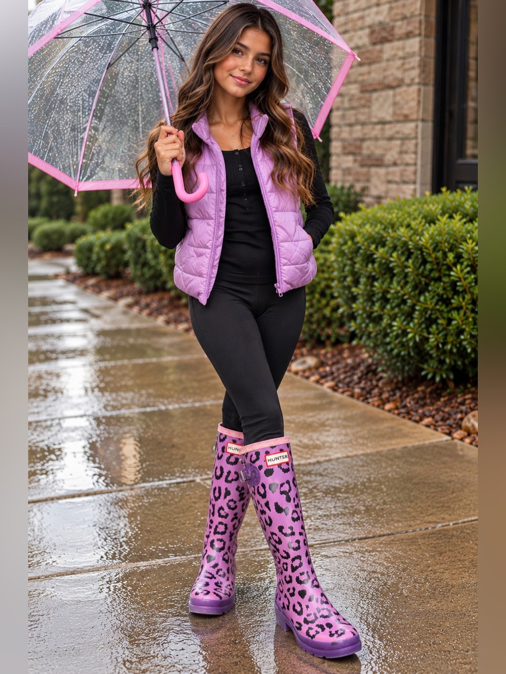Hunter Kids Hybrid Print Leopard Tall Rain Boots Size 5 Girls/Women EU 37